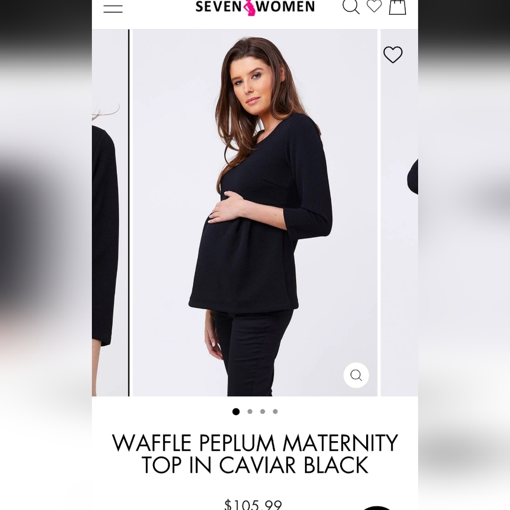 Black Waffle Peplum Maternity Top By Seven Women